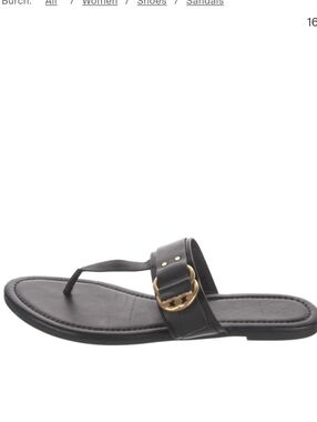 Tory Burch Black Leather Thong Sandal with Gold Accent.Smal Scrach See Last Pic.